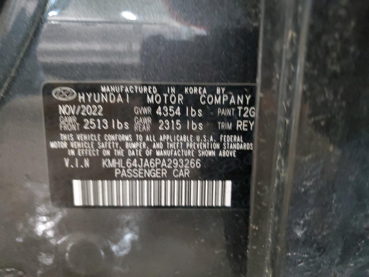 2023 HYUNDAI SONATA SEL VIN:KMHL64JA6PA293266