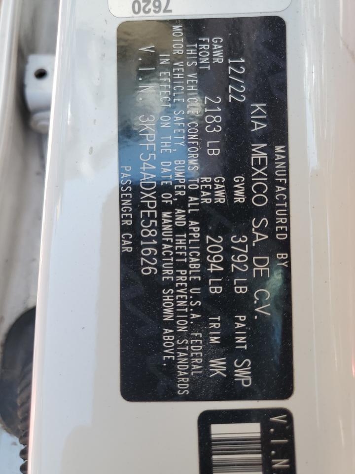 2023 KIA FORTE GT LINE VIN:3KPF54ADXPE581626