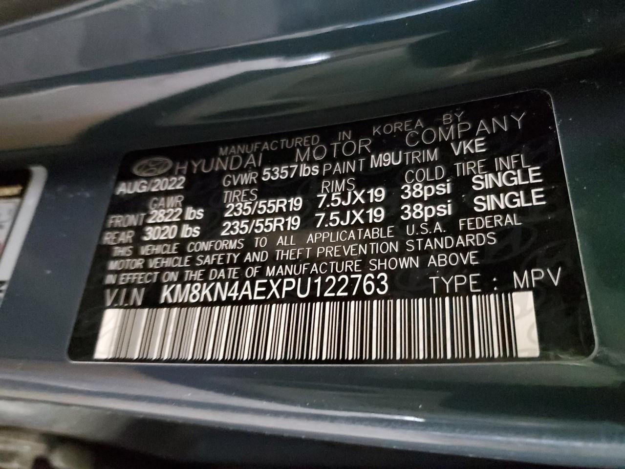 2023 HYUNDAI IONIQ 5 SEL VIN:KM8KN4AEXPU122763