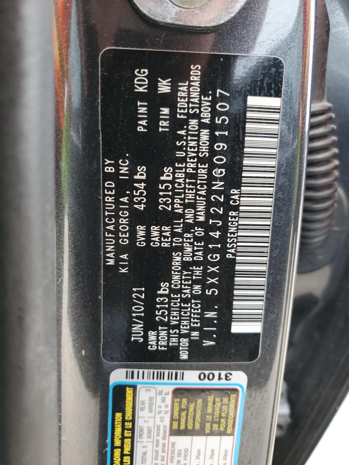 2022 KIA K5 LXS VIN:5XXG14J22NG091507