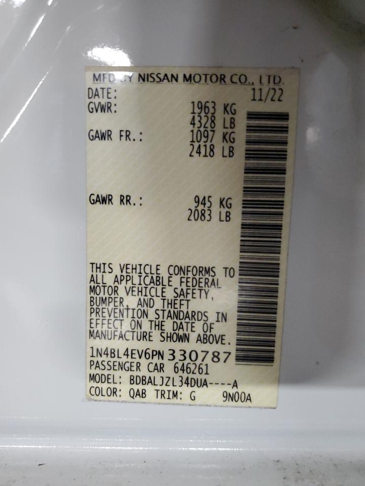 2023 NISSAN ALTIMA SL VIN:1N4BL4EV6PN330787