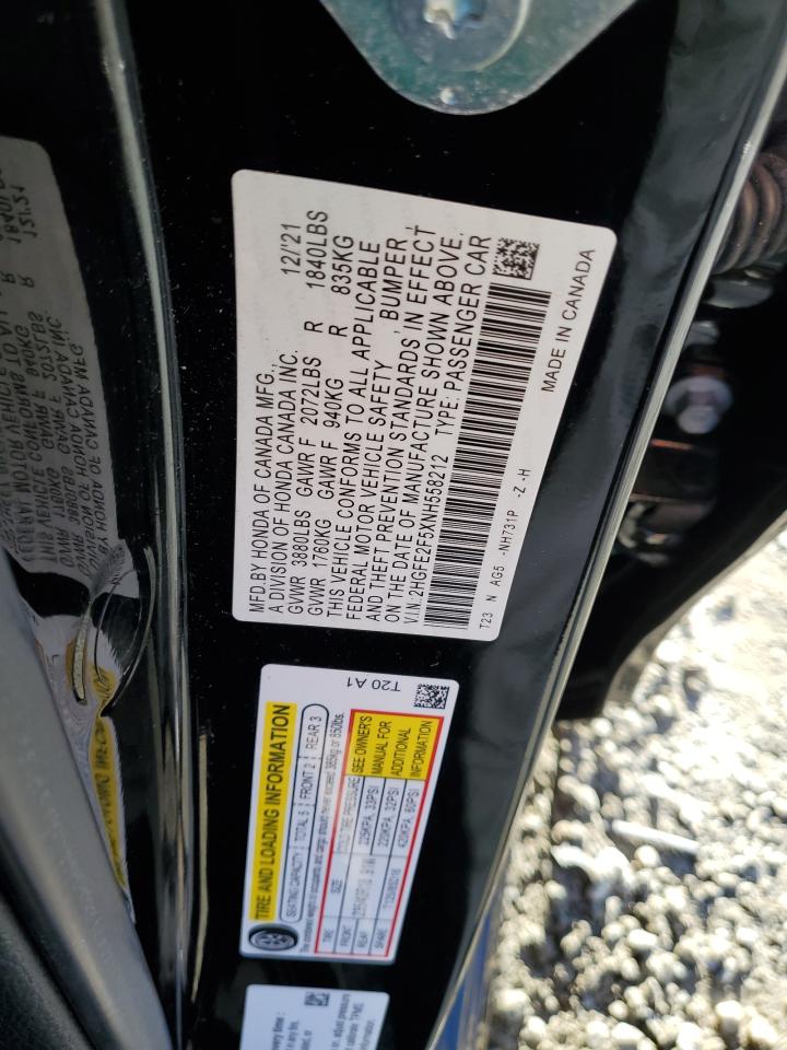 2022 HONDA CIVIC SPORT VIN:WAU2GAFC5GN104358