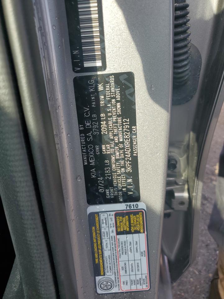 2024 KIA FORTE LX VIN:3KPF24ADXRE827912