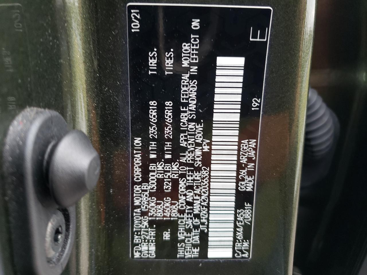 2022 LEXUS RX 350 L VIN:JTJHZKFA2N2036382