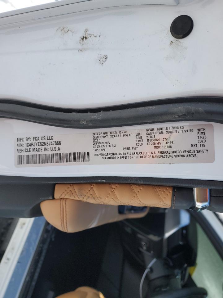 2022 JEEP GRAND CHEROKEE SUMMIT 4XE VIN:1C4RJYE62N8747866