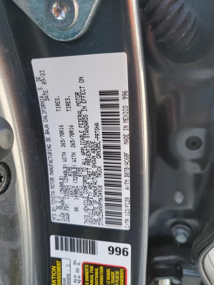 2023 TOYOTA TACOMA DOUBLE CAB VIN:3TMCZ5ANXPM634918