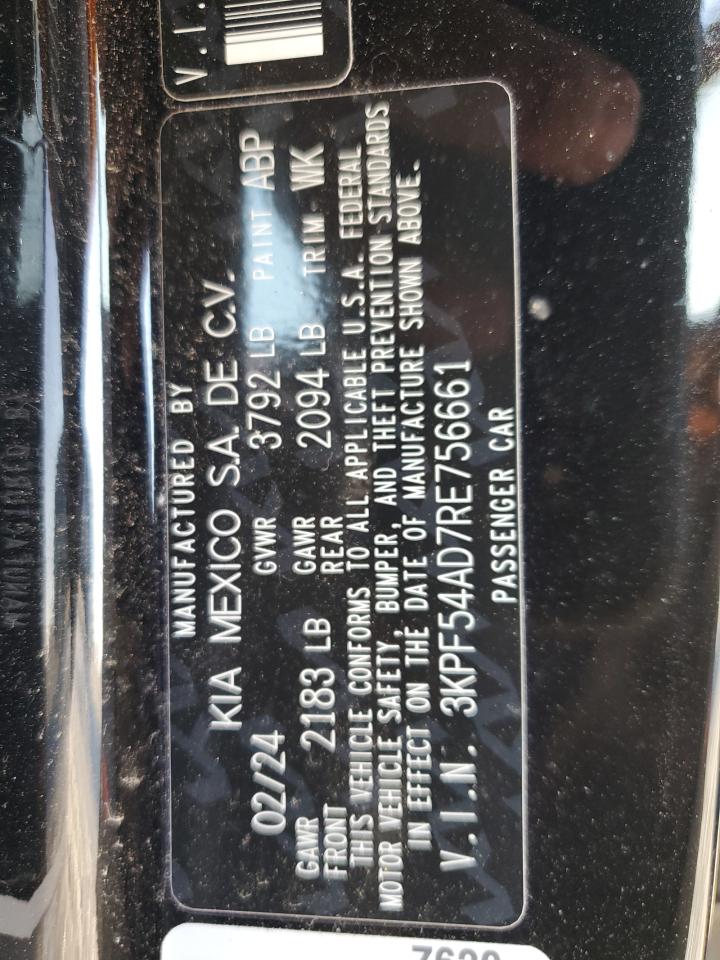 2024 KIA FORTE GT LINE VIN:3KPF54AD7RE756661