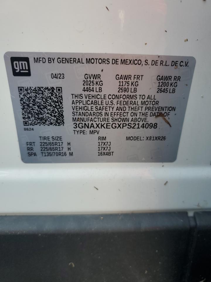 2023 CHEVROLET EQUINOX LT VIN:3GNAXKEGXPS214098