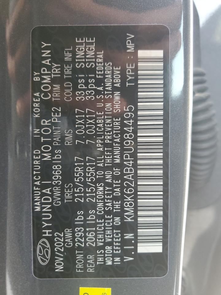 2023 HYUNDAI KONA SEL VIN:KM8K62AB4PU984495