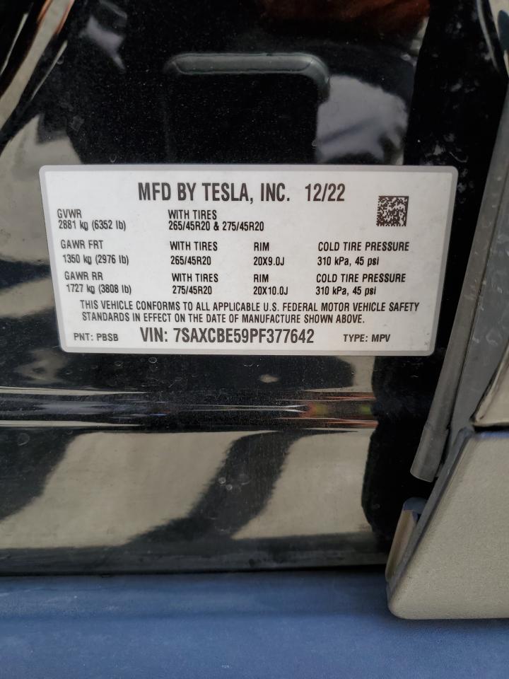 2023 TESLA MODEL X  VIN:7SAXCBE59PF377642