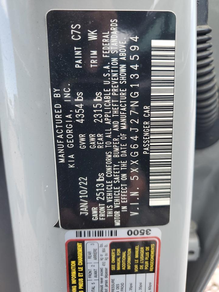 2022 KIA K5 GT LINE VIN:5XXG64J27NG134594