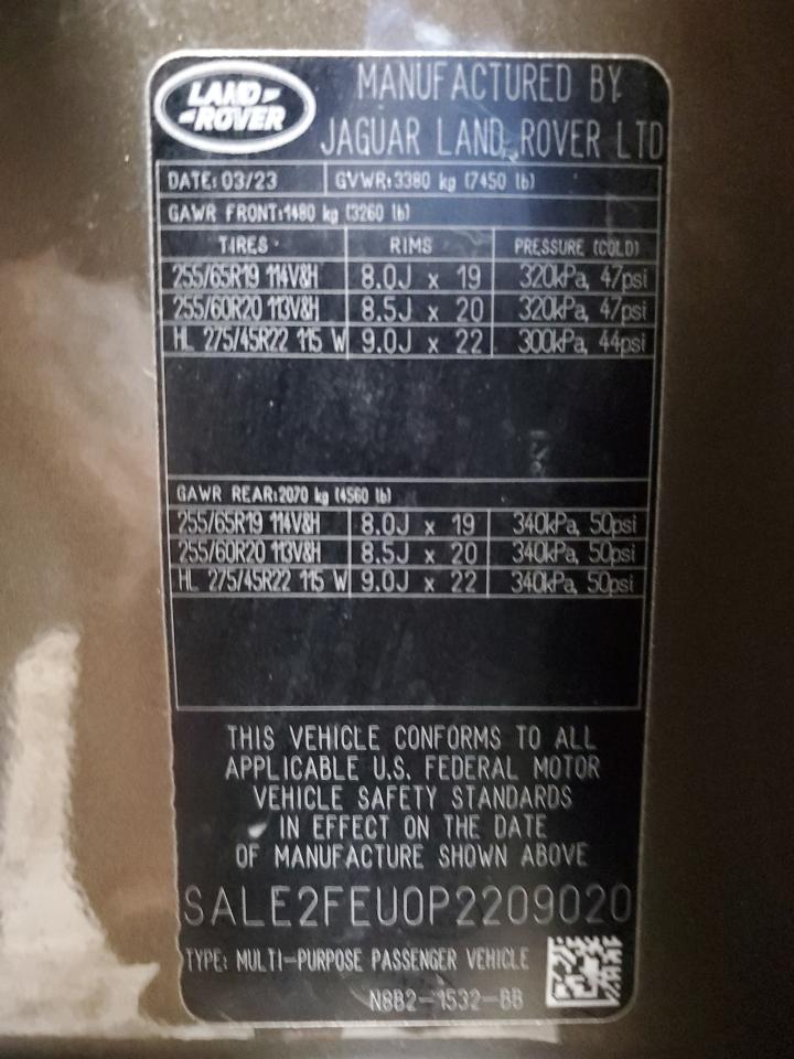 2023 LAND ROVER DEFENDER 130 X-DYNAMIC SE VIN:SALE2FEU0P2209020