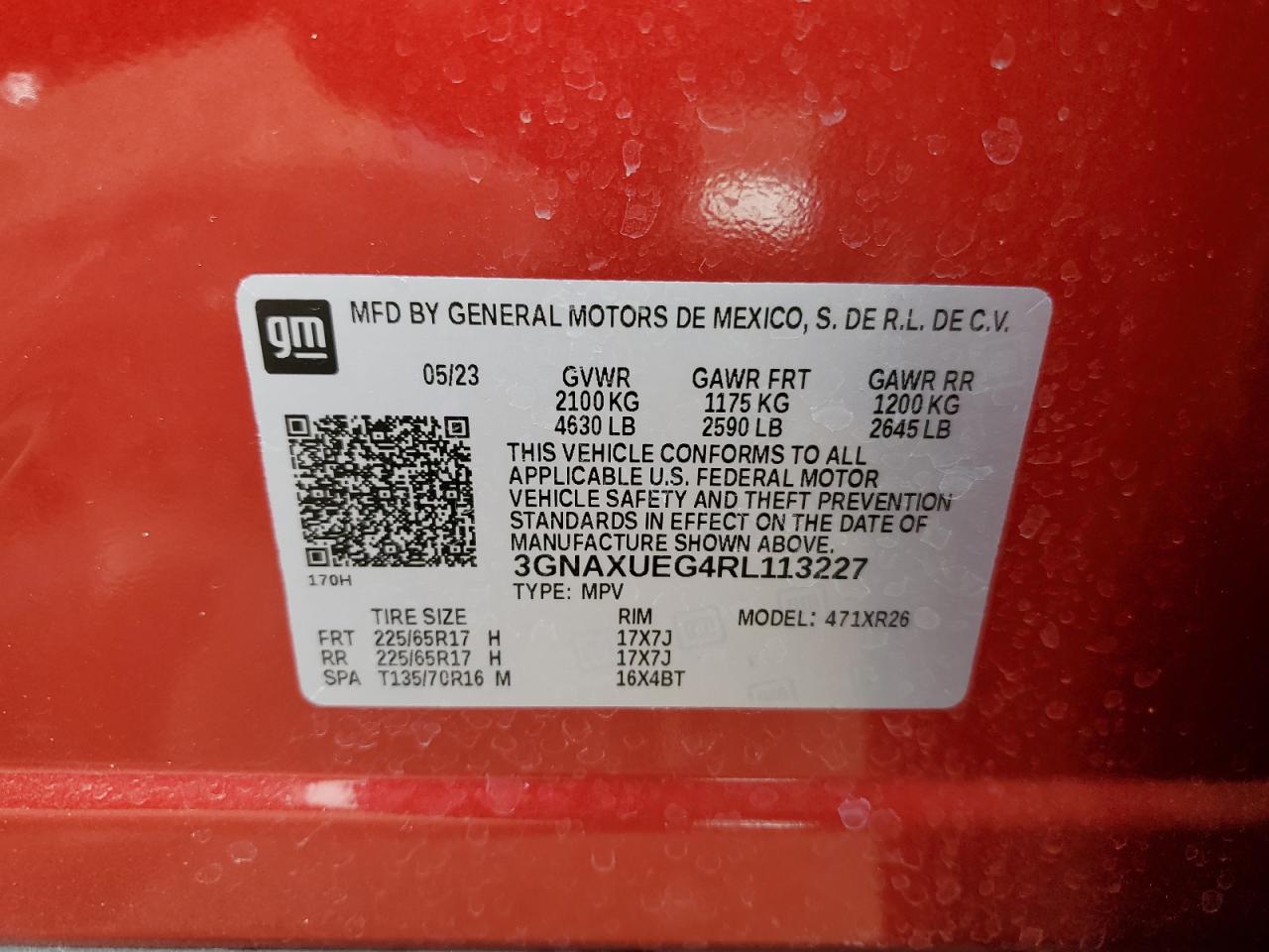 2024 CHEVROLET EQUINOX LT VIN:3GNAXUEG4RL113227