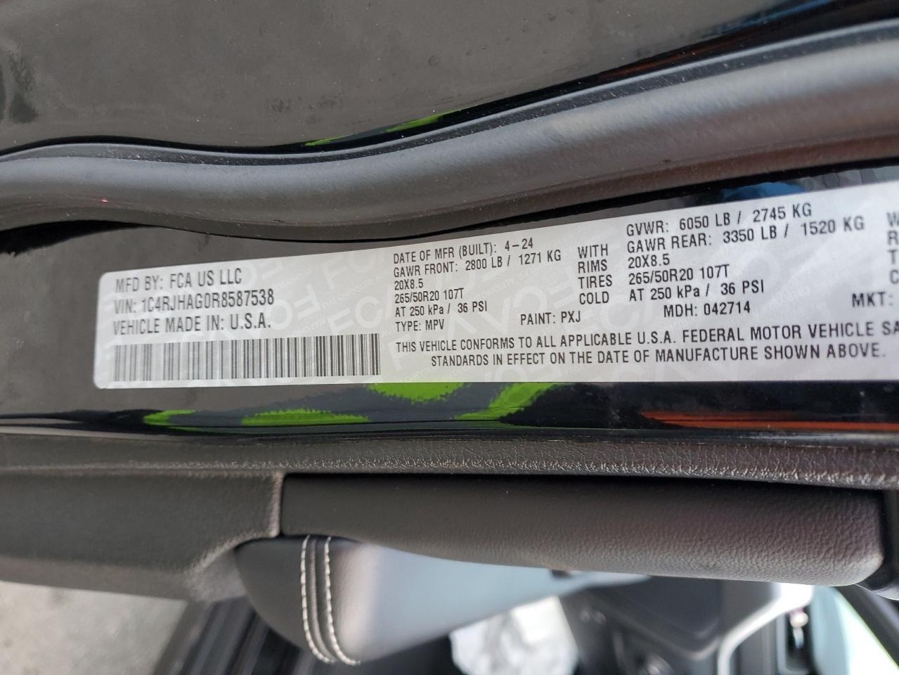 2024 JEEP GRAND CHEROKEE LAREDO VIN:1C4RJHAG0R8587538