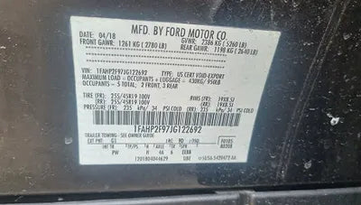 2018 Ford Taurus 1FAHP2F97JG122692 VIN:1FAHP2F97JG122692