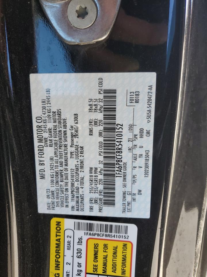 2024 FORD MUSTANG GT VIN:1FA6P8CF8R5410152