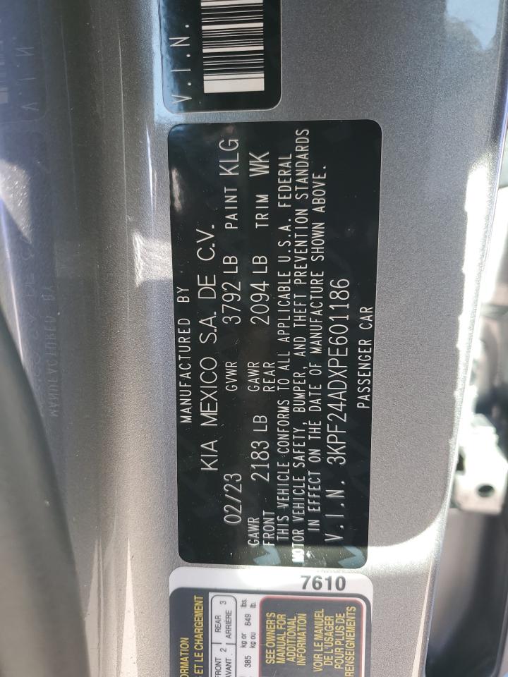 2023 KIA FORTE LX VIN:3KPF24ADXPE601186