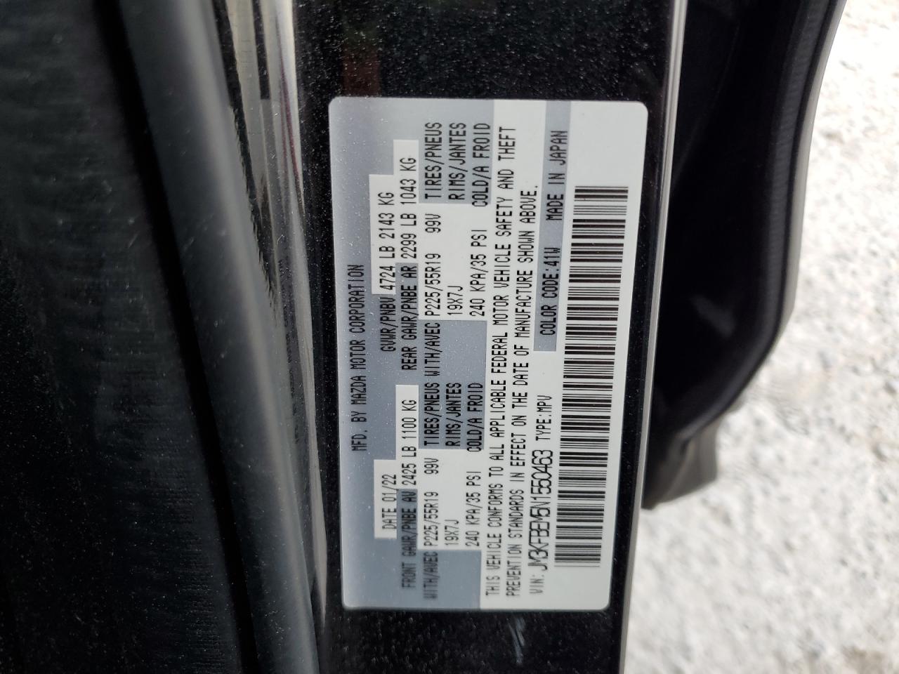 2022 MAZDA CX-5 PREMIUM PLUS VIN:JM3KFBEM5N1550463