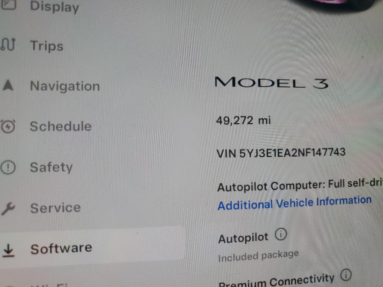 2022 TESLA MODEL 3  VIN:5YJ3E1EA2NF147743