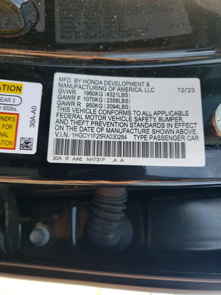 2024 HONDA ACCORD LX VIN:1HGCY1F25RA030284