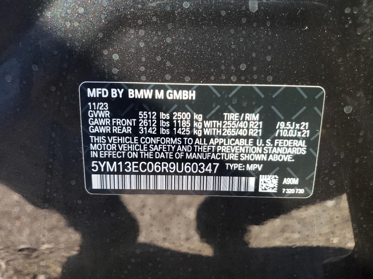 2024 BMW X3 M VIN:5YM13EC06R9U60347