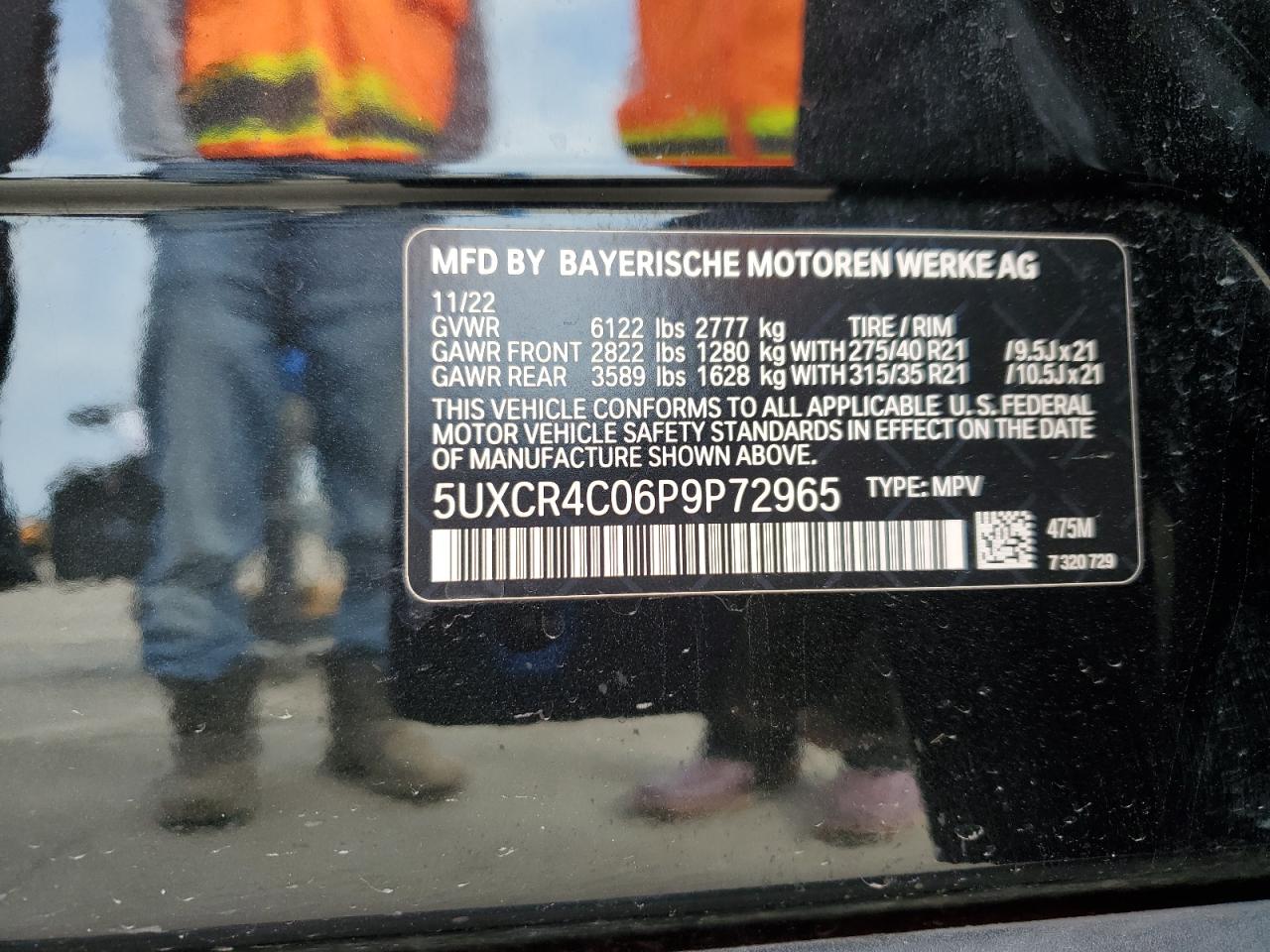 2023 BMW X5 SDRIVE 40I VIN:5UXCR4C06P9P72965