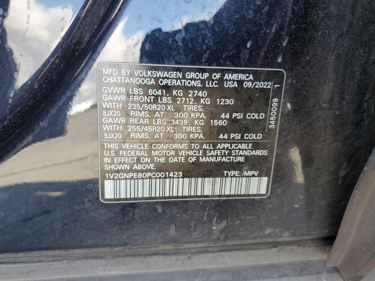 2023 VOLKSWAGEN ID.4 PRO S VIN:1V2GNPE80PC001423