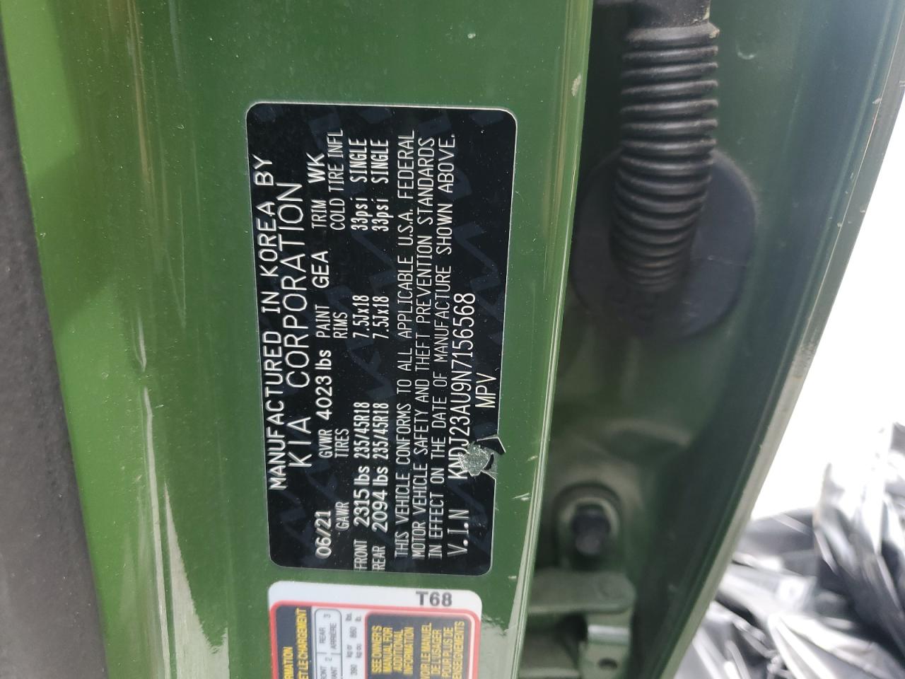2022 KIA SOUL LX VIN:KNDJ23AU9N7156568