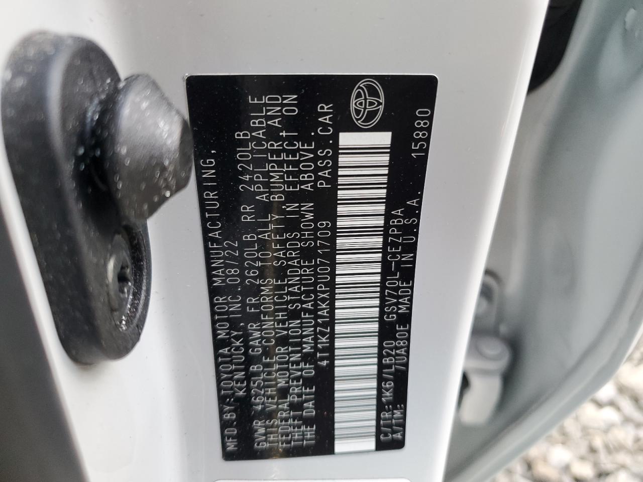 2023 TOYOTA CAMRY TRD VIN:4T1KZ1AKXPU071709