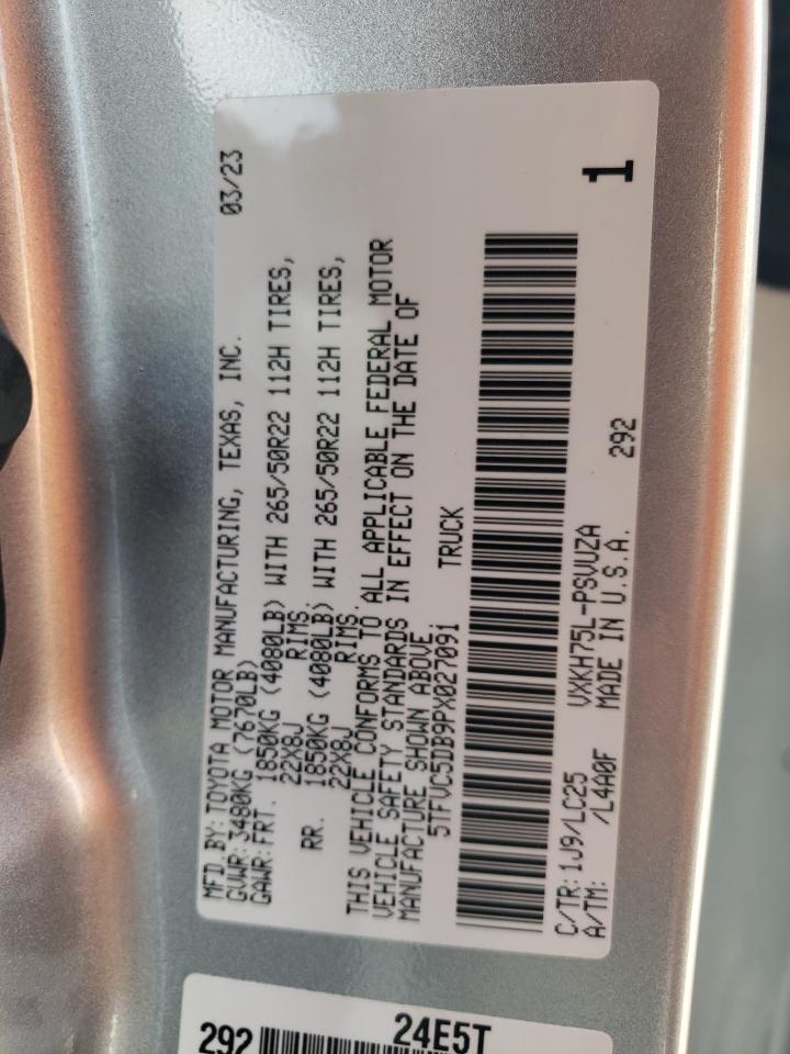 2023 TOYOTA TUNDRA CREWMAX CAPSTONE VIN:5TFVC5DB9PX027091