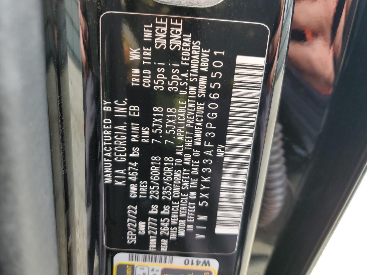 2023 KIA SPORTAGE EX VIN:5XYK33AF3PG065501