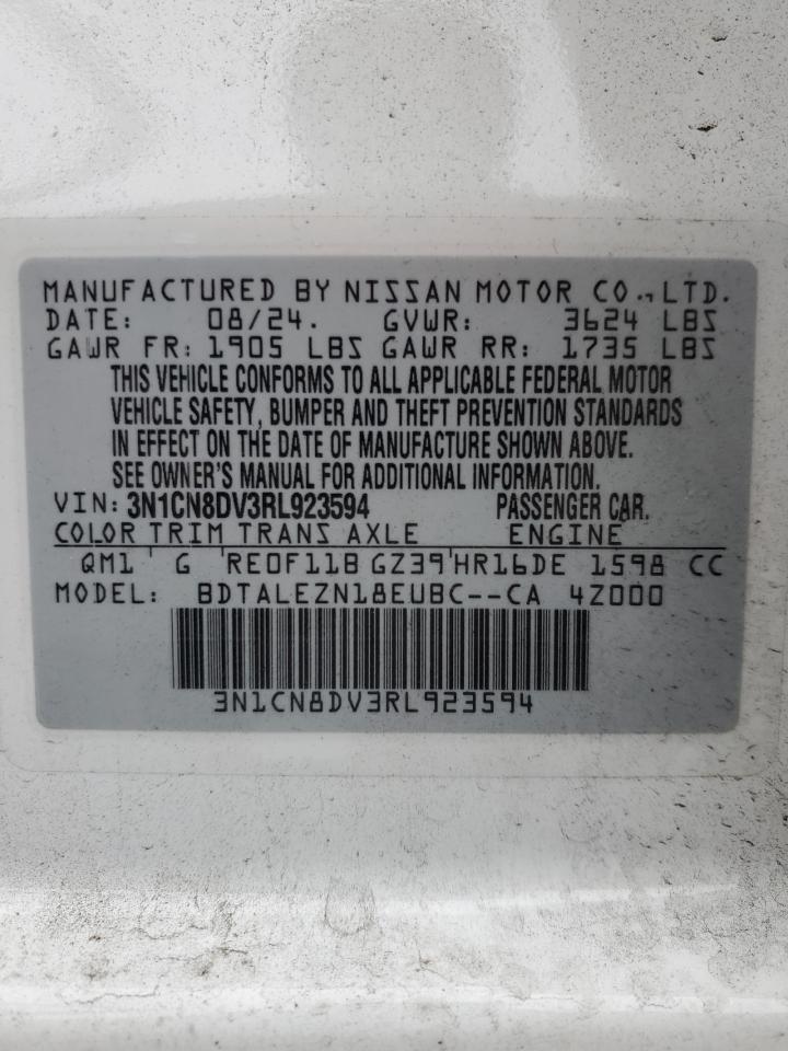 2024 NISSAN VERSA S VIN:3N1CN8DV3RL923594
