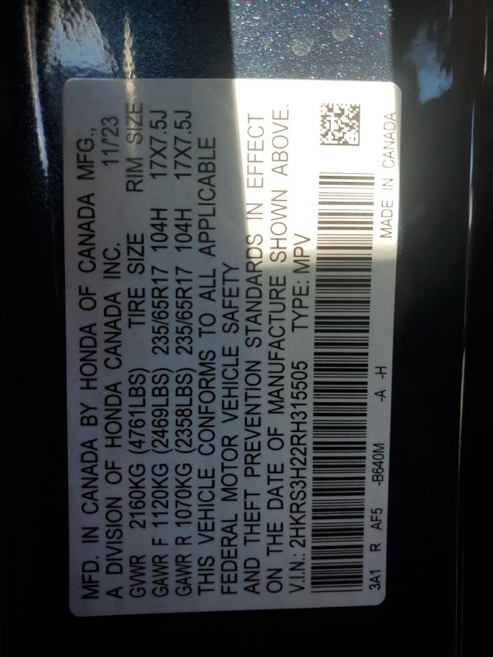 2024 HONDA CR-V LX VIN:2HKRS3H22RH315505