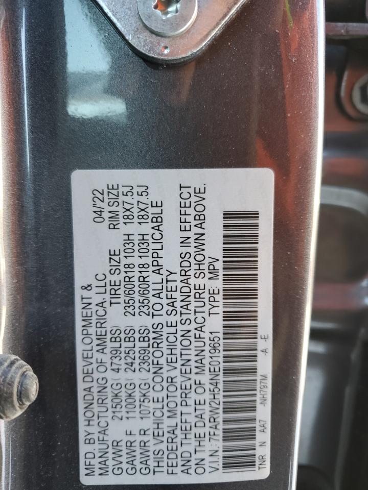 2022 HONDA CR-V EX VIN:7FARW2H54NE019651