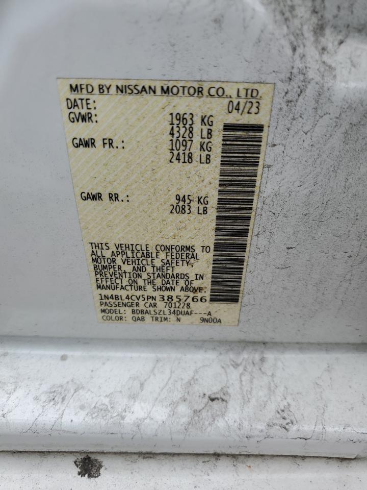 2023 NISSAN ALTIMA SR VIN:5NPDH4AE3DH371951