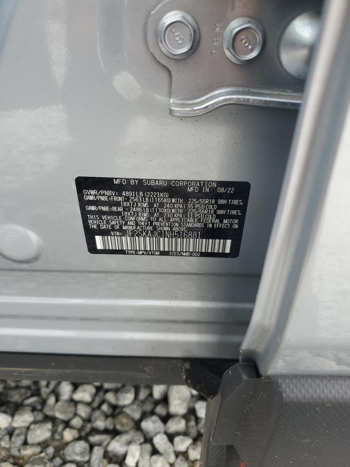 2022 SUBARU FORESTER SPORT VIN:JF2SKAJC1NH516881