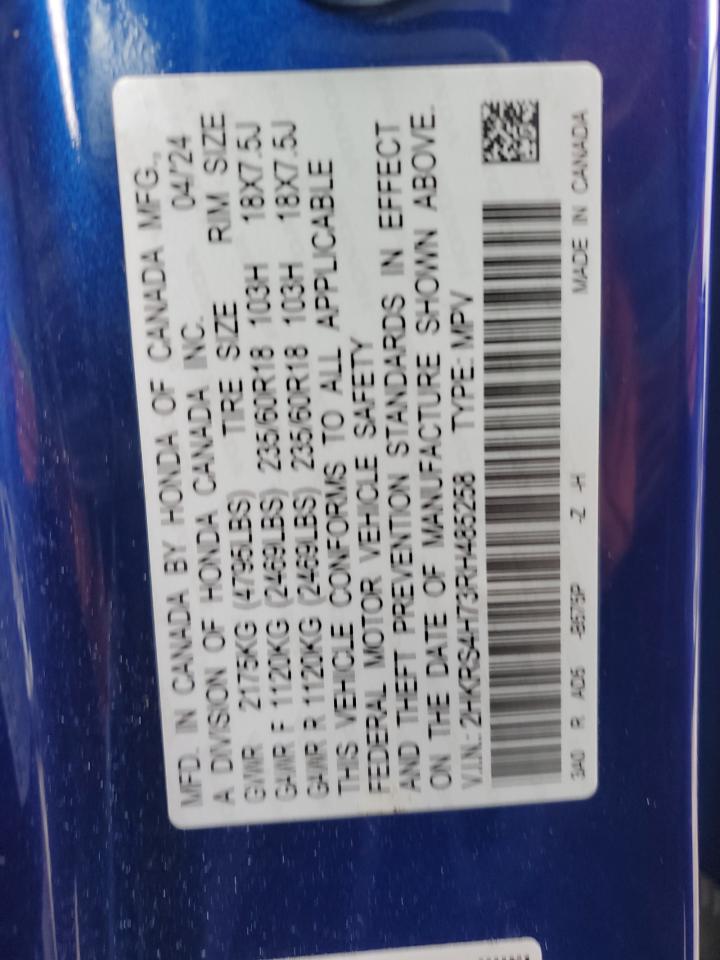2024 HONDA CR-V EXL VIN:2HKRS4H73RH485258