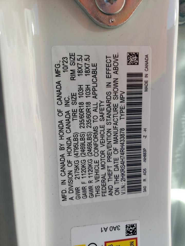 2024 HONDA CR-V EXL VIN:2HKRS4H74RH433878