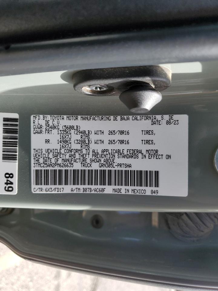 2023 TOYOTA TACOMA DOUBLE CAB VIN:3TMCZ5AN2PM626635