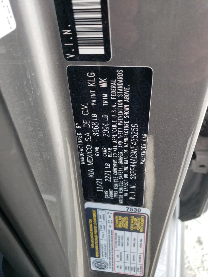 2022 KIA FORTE GT VIN:3KPF44AC9NE435256