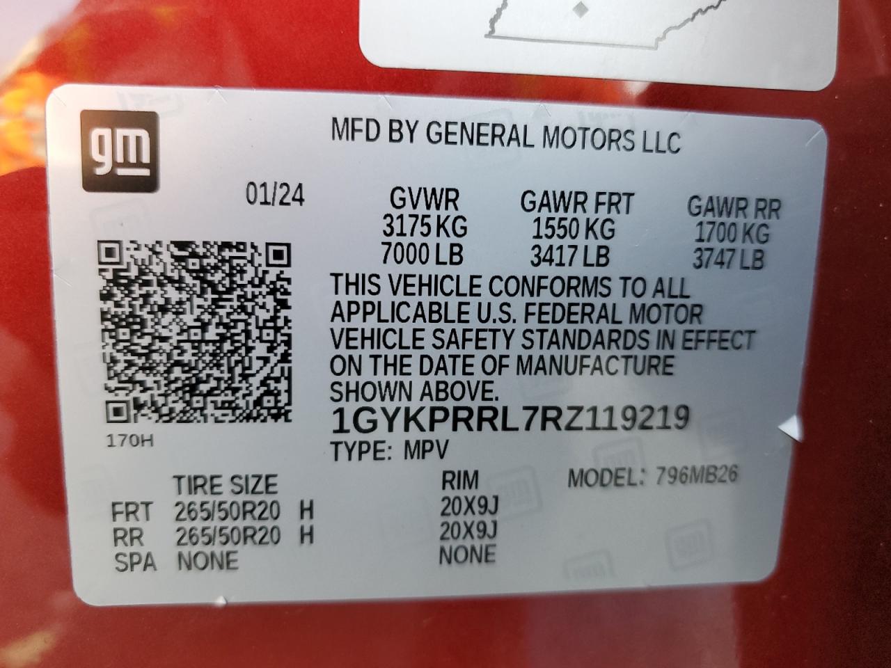 2024 CADILLAC LYRIQ LUXURY VIN:1GYKPRRL7RZ119219