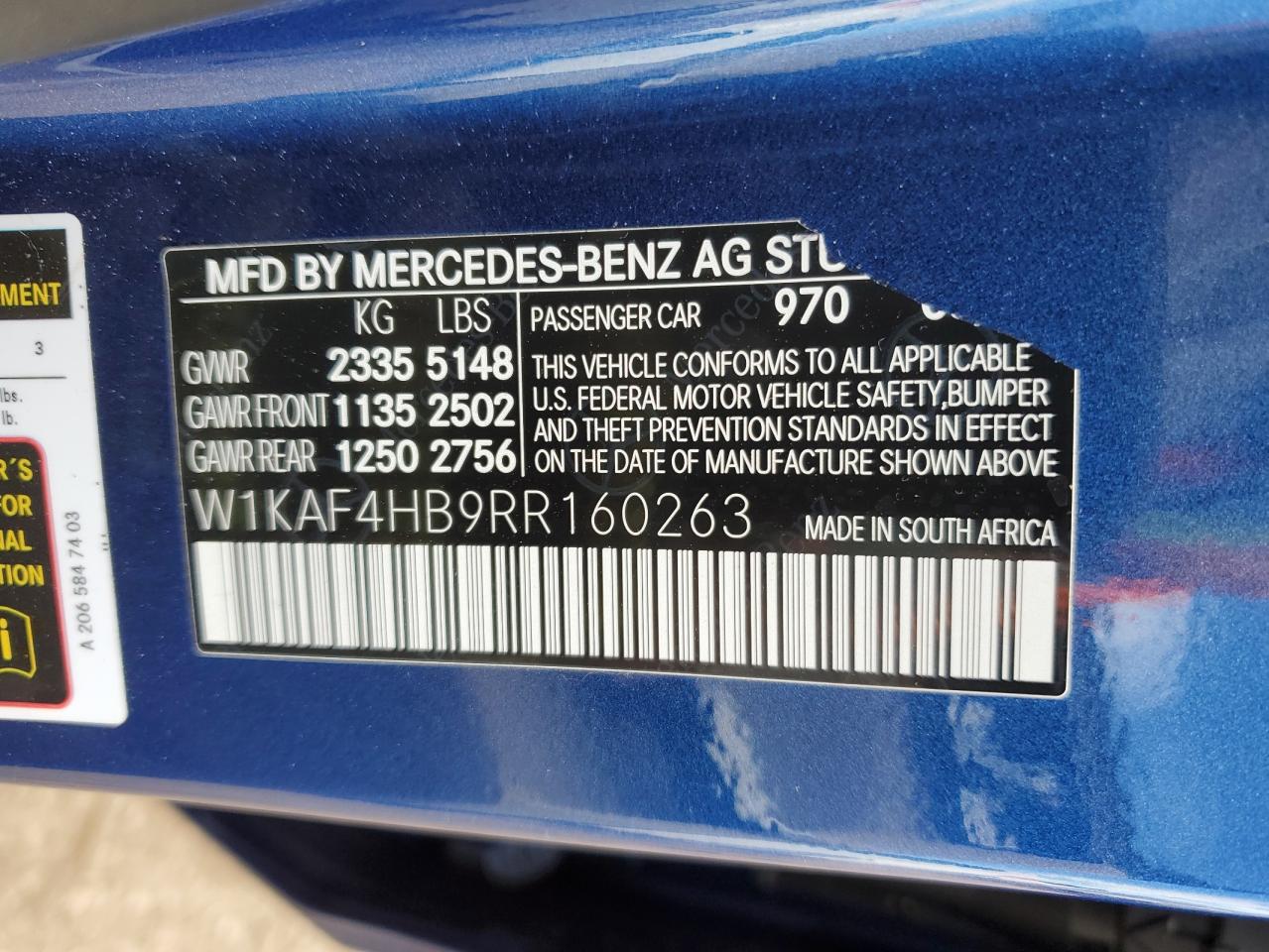 2024 MERCEDES-BENZ C 300 4MATIC VIN:W1KAF4HB9RR160263