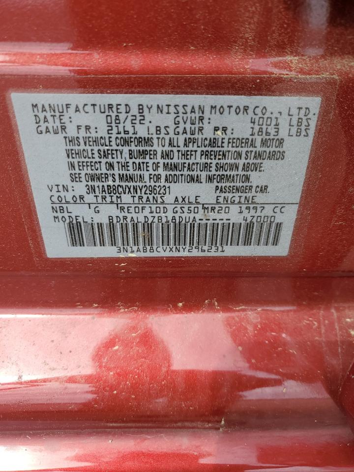 2022 NISSAN SENTRA SV VIN:3N1AB8CVXNY296231