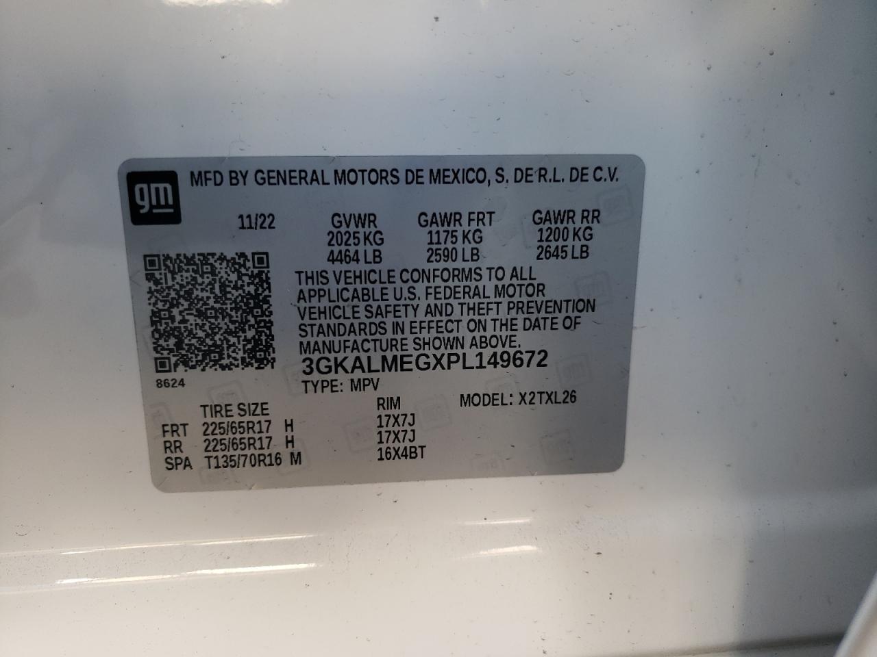 2023 GMC TERRAIN SLE VIN:WP0AA2A8XNS255297