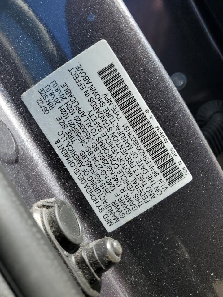 2022 HONDA PILOT SE VIN:5FNYF5H2XNB028191