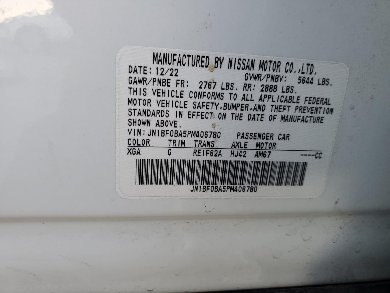 2023 NISSAN ARIYA EVOLVE+ VIN:JN1BF0BA5PM406780