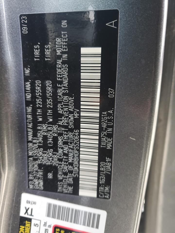 2023 TOYOTA HIGHLANDER L VIN:5TDKDRBH0PS520646