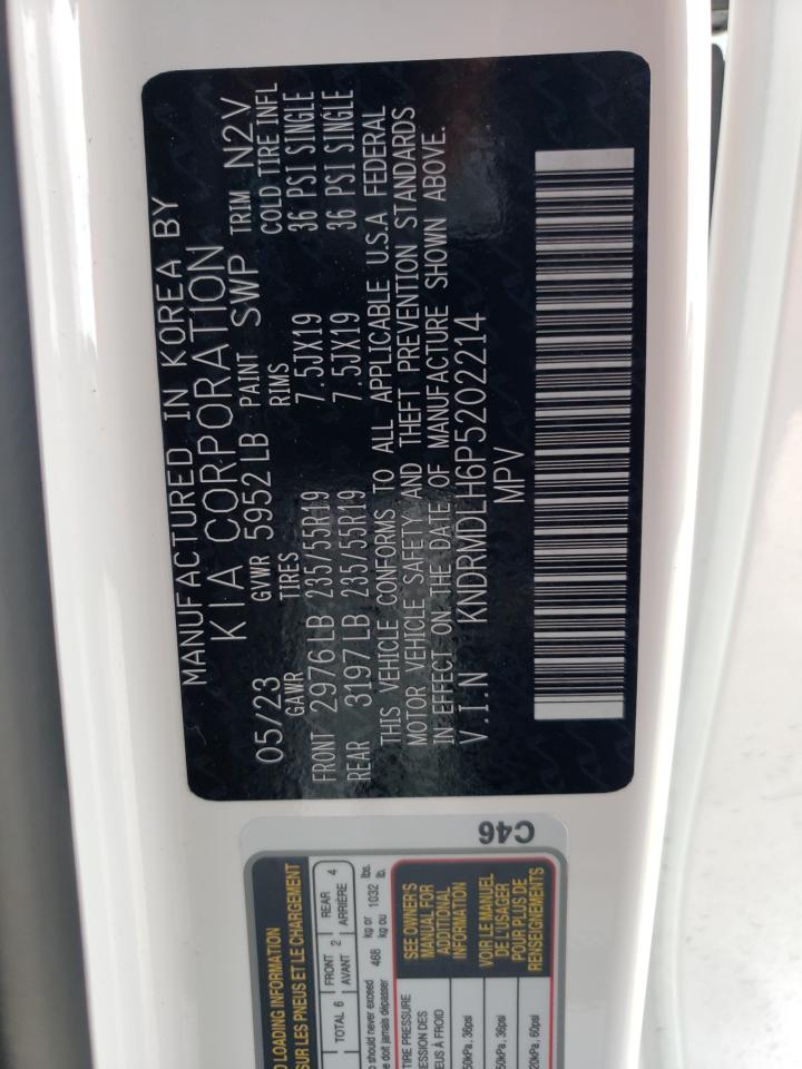 2023 KIA SORENTO SX PRESTIGE VIN:KNDRMDLH6P5202214