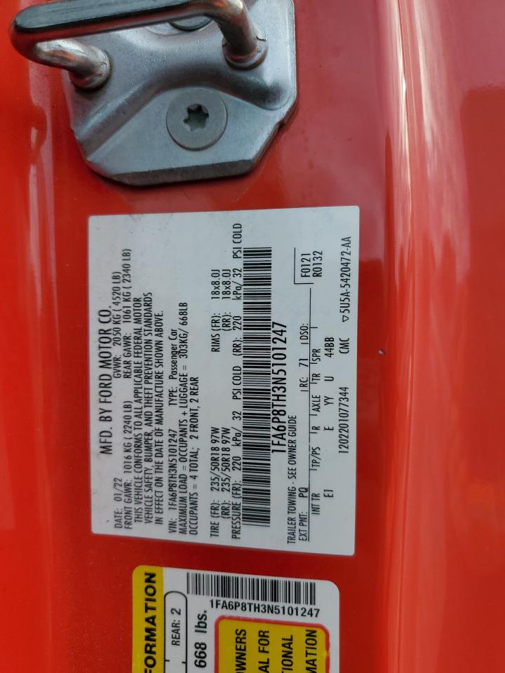2022 FORD MUSTANG  VIN:1FA6P8TH3N5101247