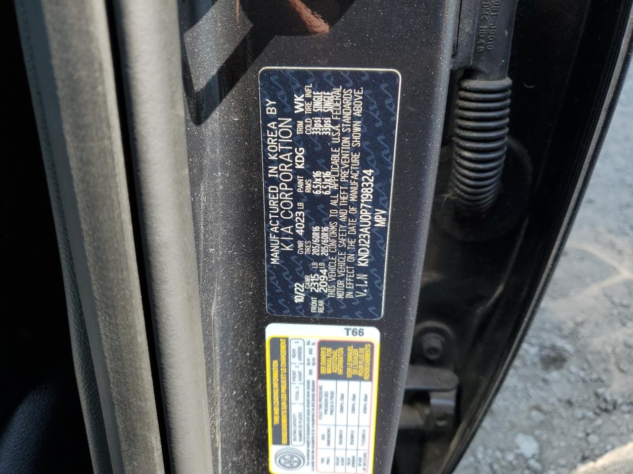 2023 KIA SOUL LX VIN:KNDJ23AU0P7198324